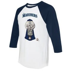 Seattle Mariners Tiny Turnip Women's Gumball Machine 3/4-Sleeve Raglan T-Shirt - White/Navy