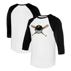 Pittsburgh Pirates Tiny Turnip Women's Hat Crossbats 3/4-Sleeve Raglan T-Shirt - White/Black