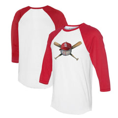 St. Louis Cardinals Tiny Turnip Women's Hat Crossbats 3/4-Sleeve Raglan T-Shirt - White/Red