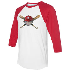 St. Louis Cardinals Tiny Turnip Women's Hat Crossbats 3/4-Sleeve Raglan T-Shirt - White/Red