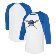 Chicago Cubs Tiny Turnip Women's Hat Crossbats 3/4-Sleeve Raglan T-Shirt - White/Royal