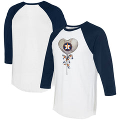 Houston Astros Tiny Turnip Women's Heart Lolly 3/4-Sleeve Raglan T-Shirt - White/Navy