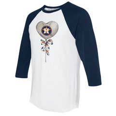 Houston Astros Tiny Turnip Women's Heart Lolly 3/4-Sleeve Raglan T-Shirt - White/Navy