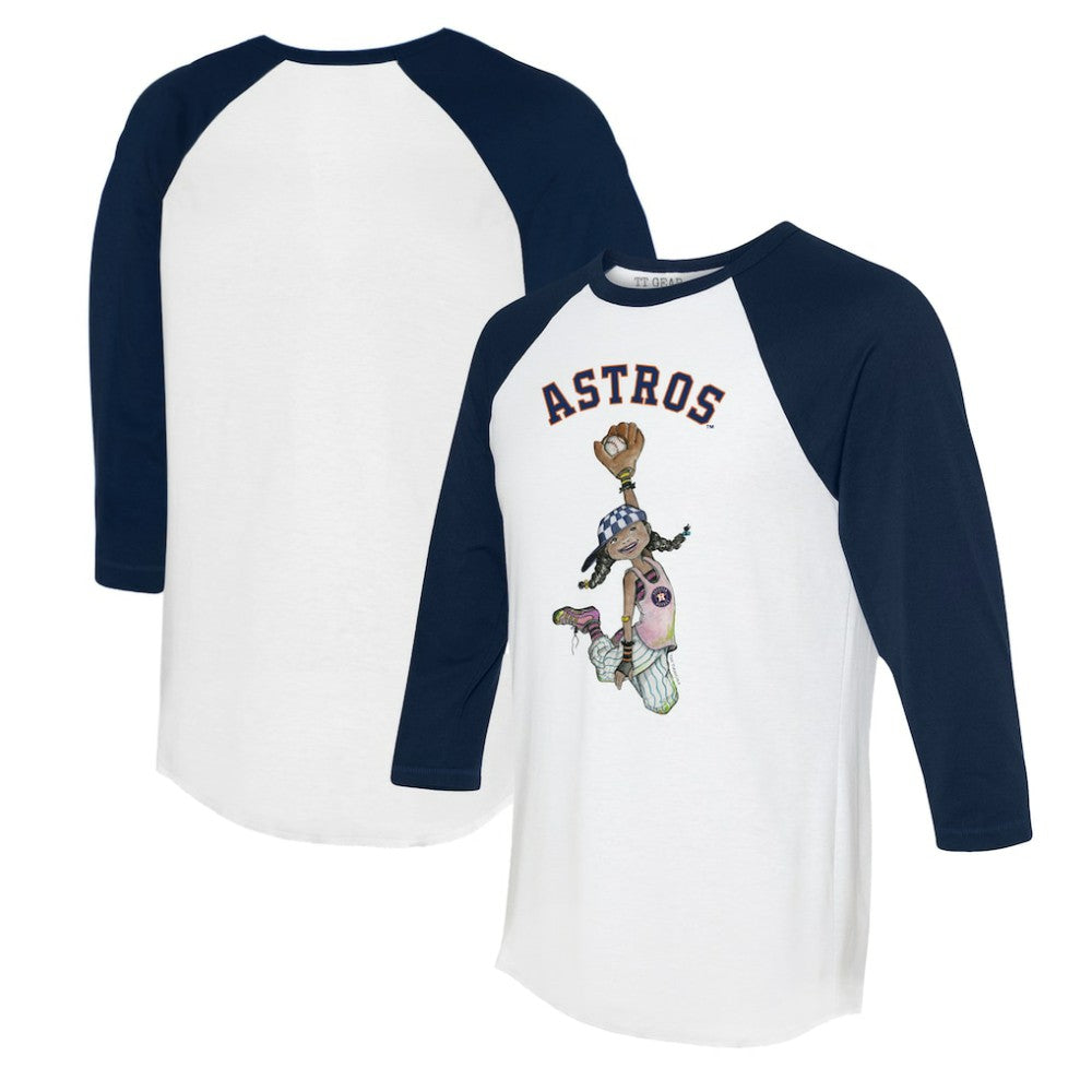 Houston Astros Tiny Turnip Women's Jada 3/4-Sleeve Raglan T-Shirt - White/Navy