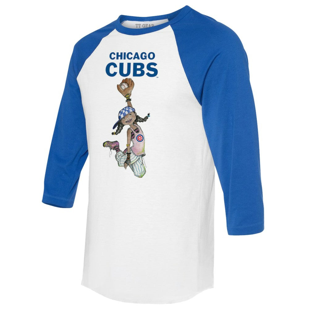 Chicago Cubs Tiny Turnip Women's Jada 3/4-Sleeve Raglan T-Shirt - White/Royal