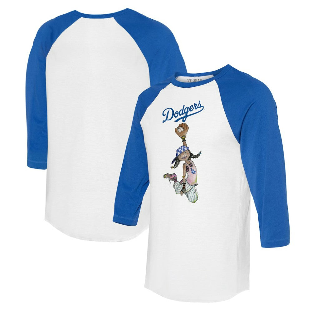 Los Angeles Dodgers Tiny Turnip Women's Jada 3/4-Sleeve Raglan T-Shirt - White/Royal