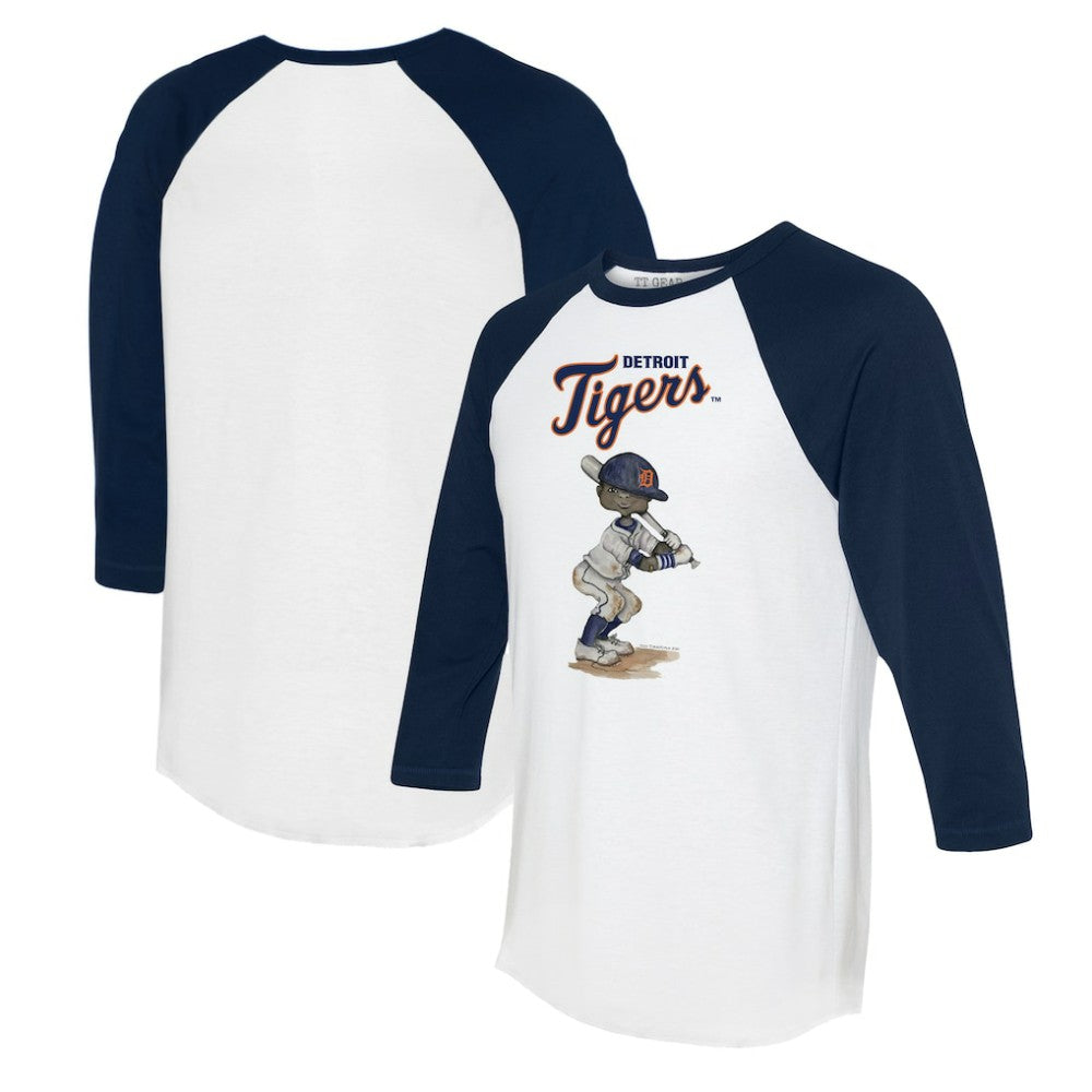 Detroit Tigers Tiny Turnip Women's James 3/4-Sleeve Raglan T-Shirt - White/Navy