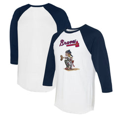 Atlanta Braves Tiny Turnip Women's Kate 3/4-Sleeve Raglan T-Shirt - White/Navy
