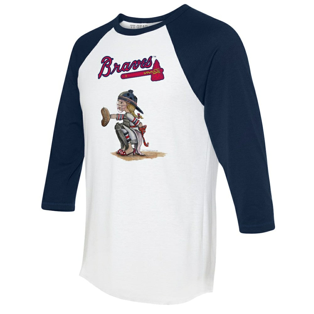 Atlanta Braves Tiny Turnip Women's Kate 3/4-Sleeve Raglan T-Shirt - White/Navy