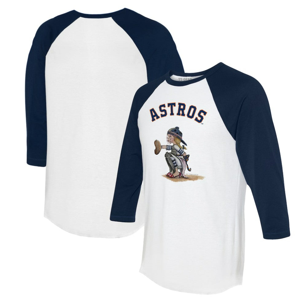 Houston Astros Tiny Turnip Women's Kate 3/4-Sleeve Raglan T-Shirt - White/Navy