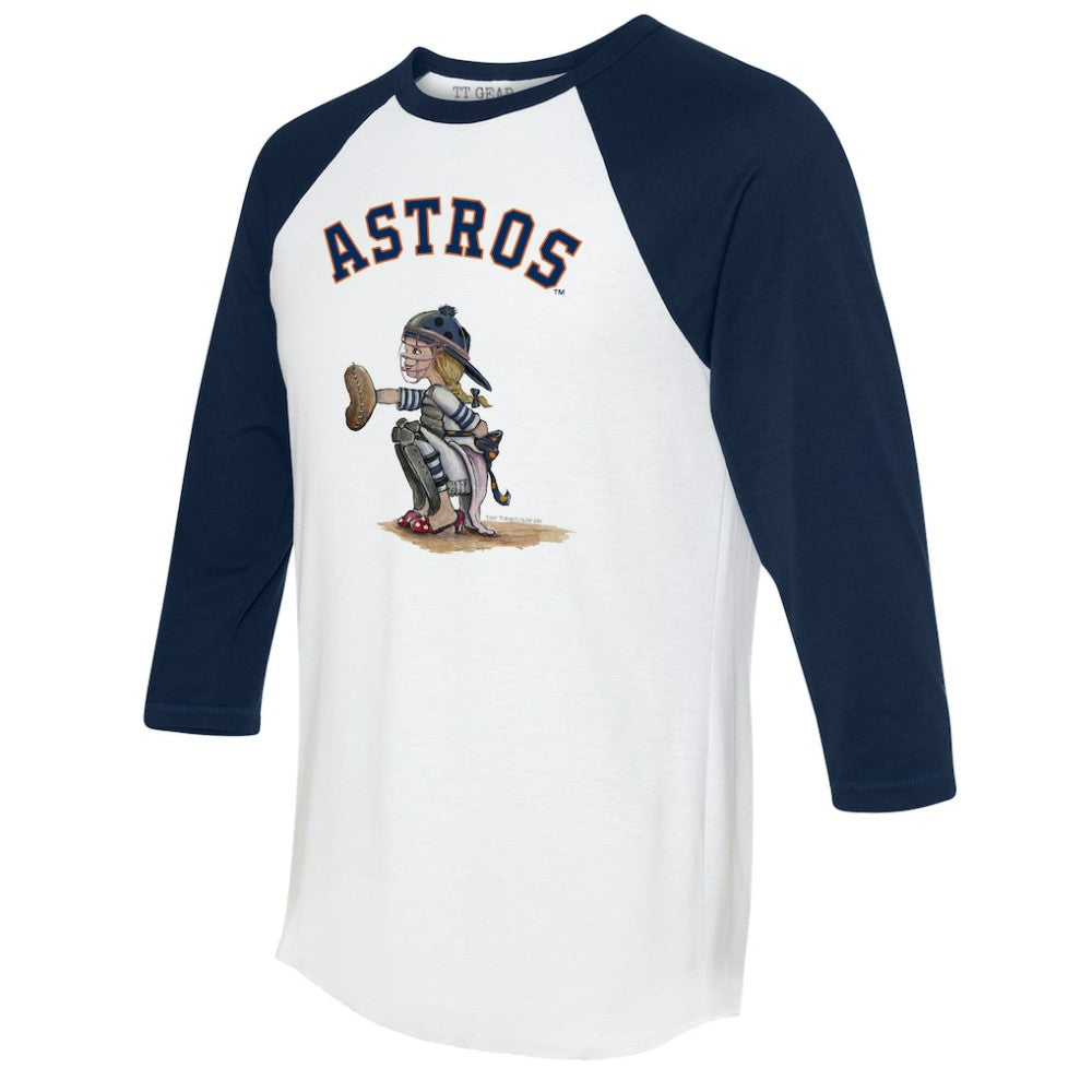 Houston Astros Tiny Turnip Women's Kate 3/4-Sleeve Raglan T-Shirt - White/Navy
