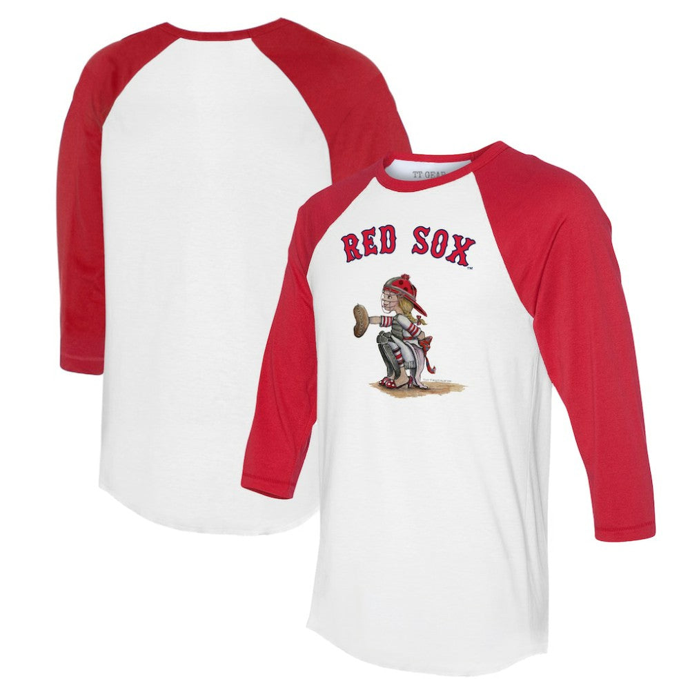 Boston Red Sox Tiny Turnip Women's Kate 3/4-Sleeve Raglan T-Shirt - White/Red