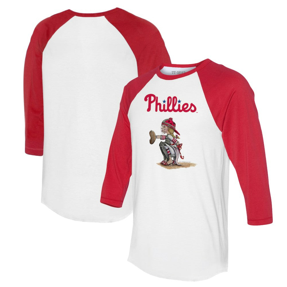 Philadelphia Phillies Tiny Turnip Women's Kate 3/4-Sleeve Raglan T-Shirt - White/Red