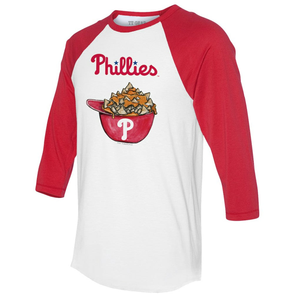 Philadelphia Phillies Tiny Turnip Women's Nacho Helmet 3/4-Sleeve Raglan T-Shirt - White/Red