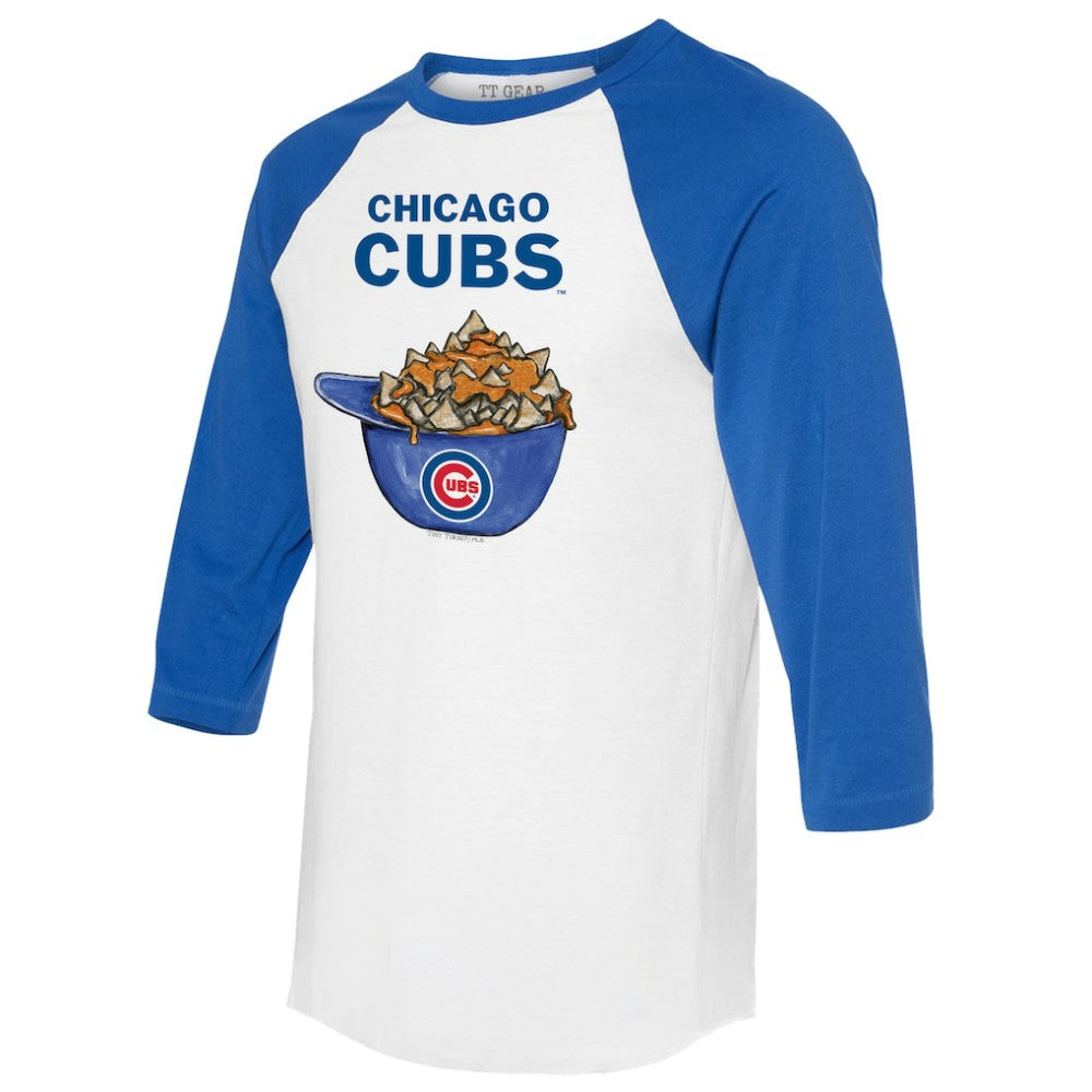 Chicago Cubs Tiny Turnip Women's Nacho Helmet 3/4-Sleeve Raglan T-Shirt - White/Royal