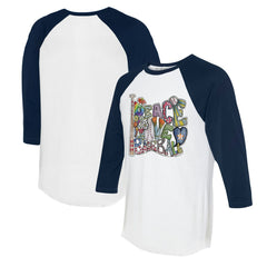 Houston Astros Tiny Turnip Women's Peace Love Baseball 3/4-Sleeve Raglan T-Shirt - White/Navy
