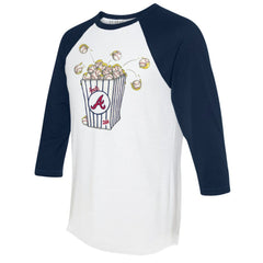 Atlanta Braves Tiny Turnip Women's Popcorn 3/4-Sleeve Raglan T-Shirt - White/Navy