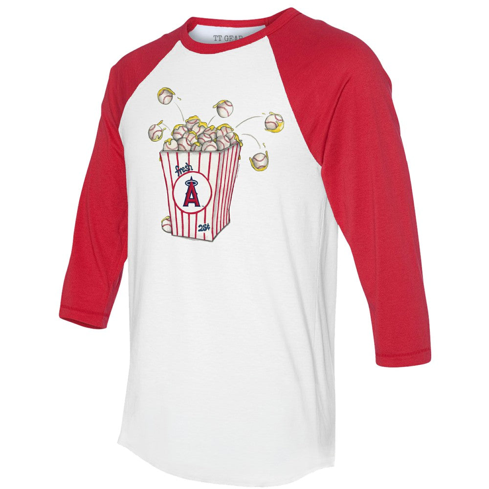 Los Angeles Angels Tiny Turnip Women's Popcorn 3/4-Sleeve Raglan T-Shirt - White/Red