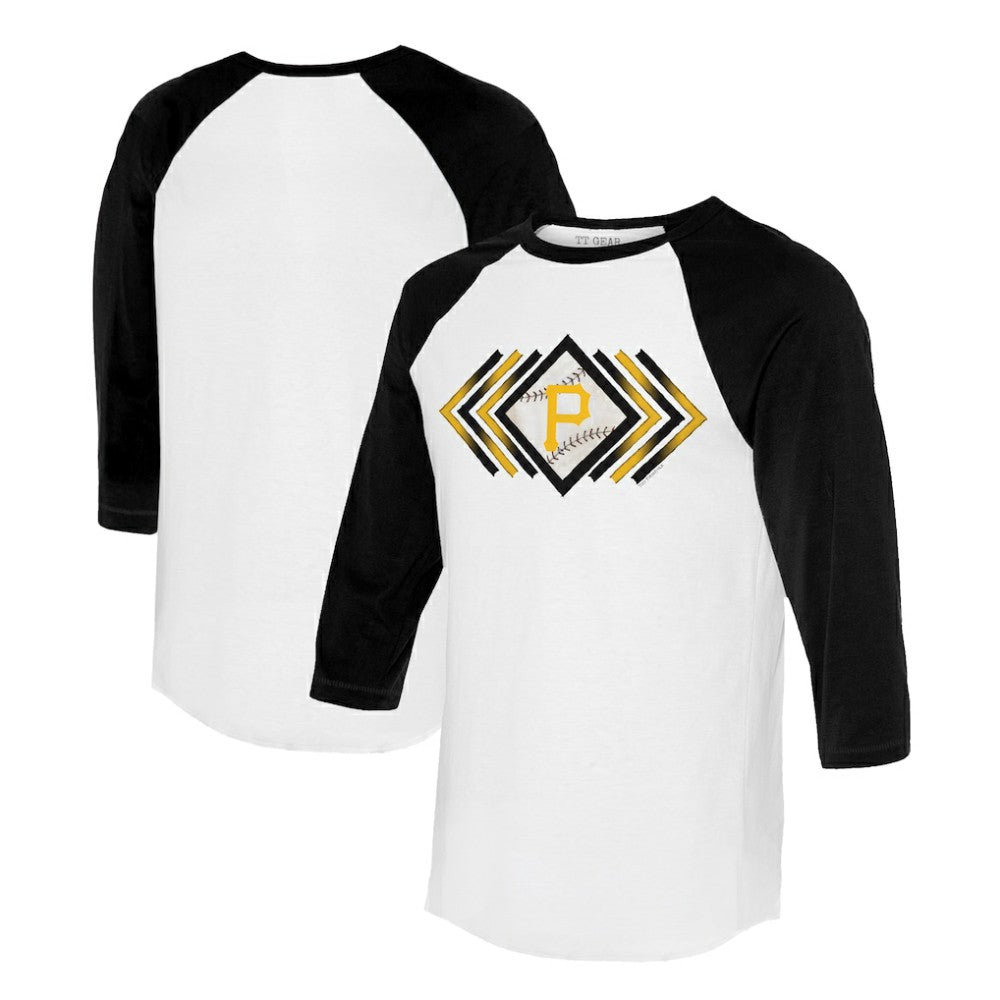 Pittsburgh Pirates Tiny Turnip Women's Prism Arrows 3/4-Sleeve Raglan T-Shirt - White