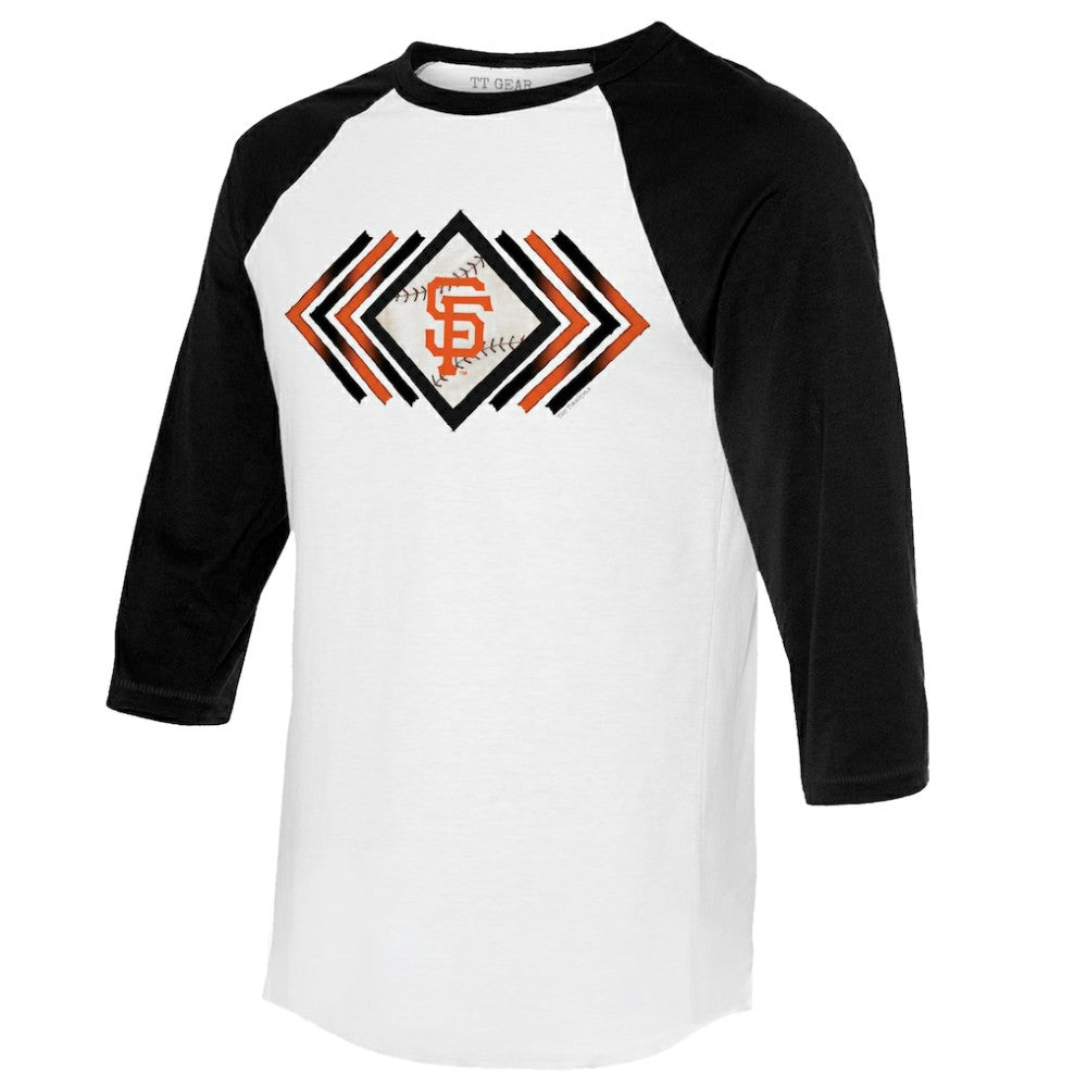 San Francisco Giants Tiny Turnip Women's Prism Arrows 3/4-Sleeve Raglan T-Shirt - White