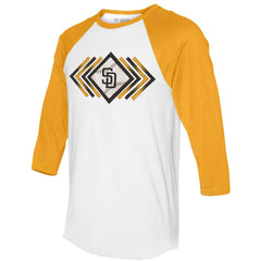 San Diego Padres Tiny Turnip Women's Prism Arrows 3/4-Sleeve Raglan T-Shirt - White