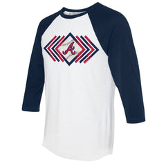 Atlanta Braves Tiny Turnip Women's Prism Arrows 3/4-Sleeve Raglan T-Shirt - White