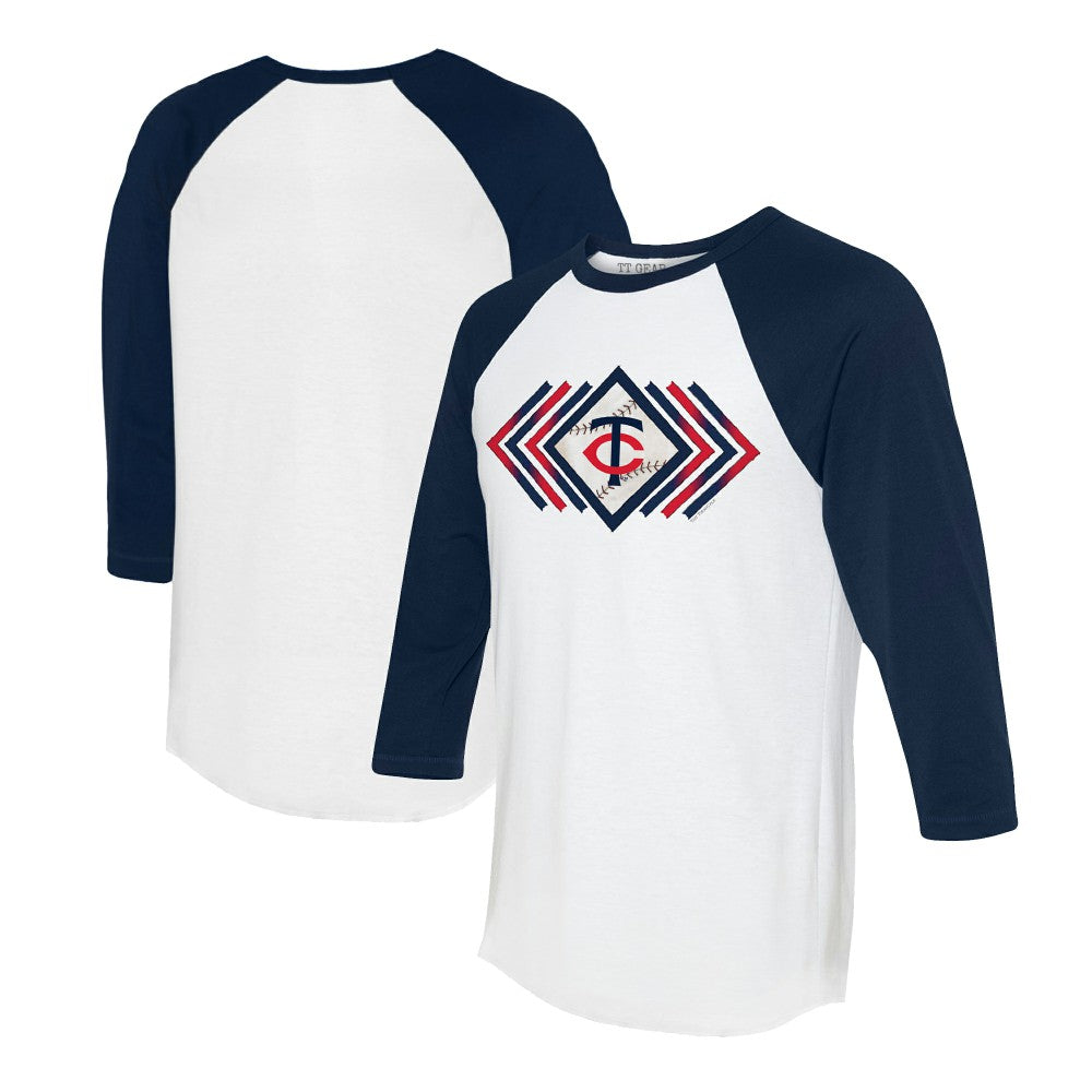 Minnesota Twins Tiny Turnip Women's Prism Arrows 3/4-Sleeve Raglan T-Shirt - White