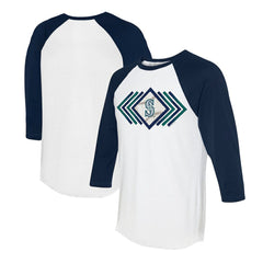 Seattle Mariners Tiny Turnip Women's Prism Arrows 3/4-Sleeve Raglan T-Shirt - White