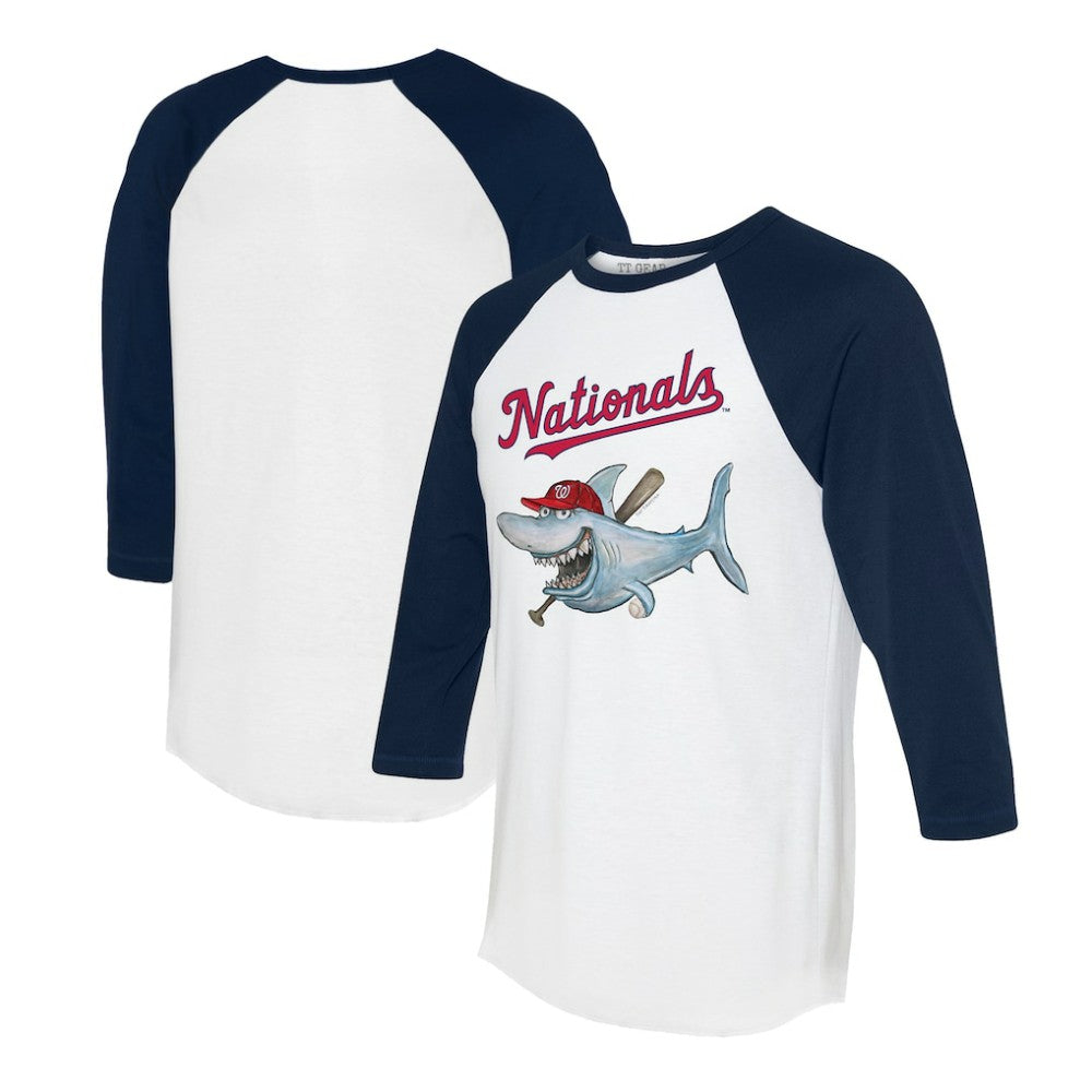 Washington Nationals Tiny Turnip Women's Shark 3/4-Sleeve Raglan T-Shirt - White/Navy