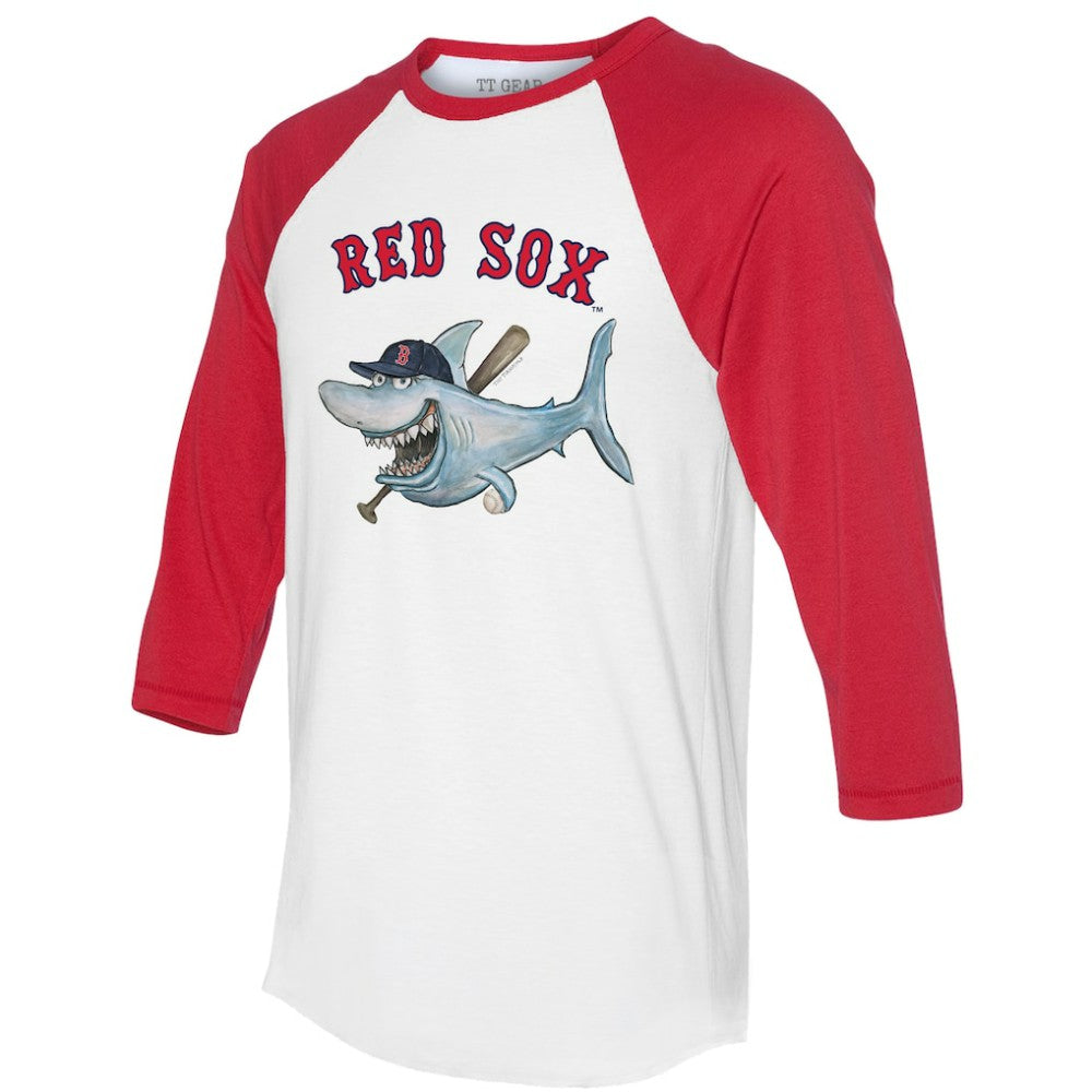 Boston Red Sox Tiny Turnip Women's Shark 3/4-Sleeve Raglan T-Shirt - White/Red