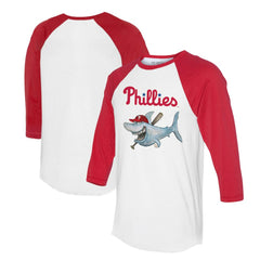 Philadelphia Phillies Tiny Turnip Women's Shark 3/4-Sleeve Raglan T-Shirt - White/Red