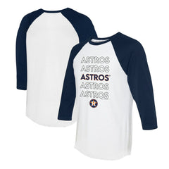 Houston Astros Tiny Turnip Women's Stacked 3/4-Sleeve Raglan T-Shirt - White/Navy