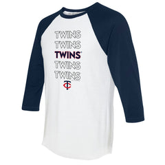 Minnesota Twins Tiny Turnip Women's Stacked 3/4-Sleeve Raglan T-Shirt - White/Navy
