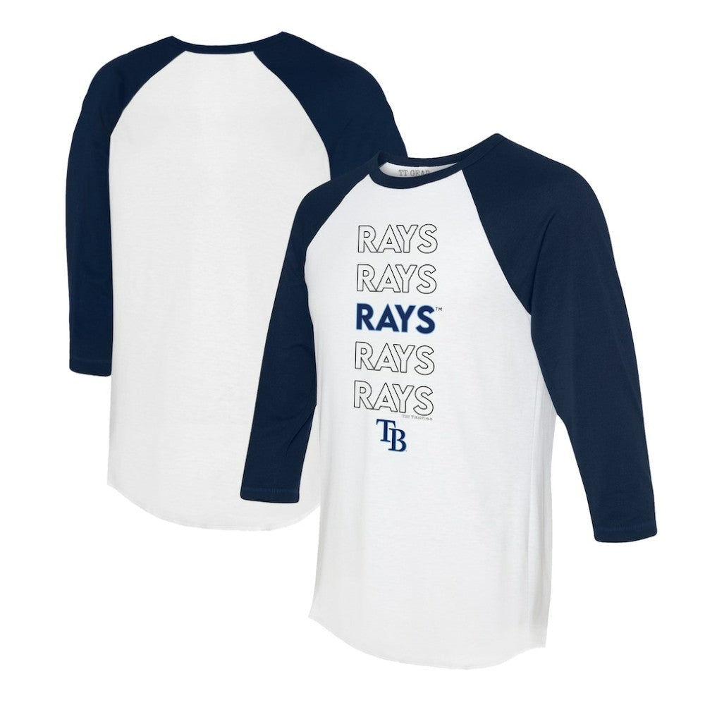 Tampa Bay Rays Tiny Turnip Women's Stacked 3/4-Sleeve Raglan T-Shirt - White/Navy