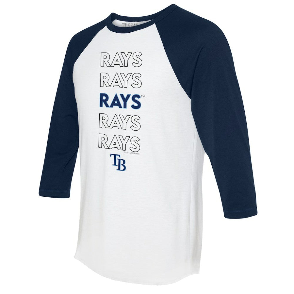 Tampa Bay Rays Tiny Turnip Women's Stacked 3/4-Sleeve Raglan T-Shirt - White/Navy
