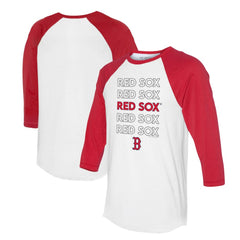 Boston Red Sox Tiny Turnip Unisex Stacked 3/4-Sleeve Raglan T-Shirt - White/Red