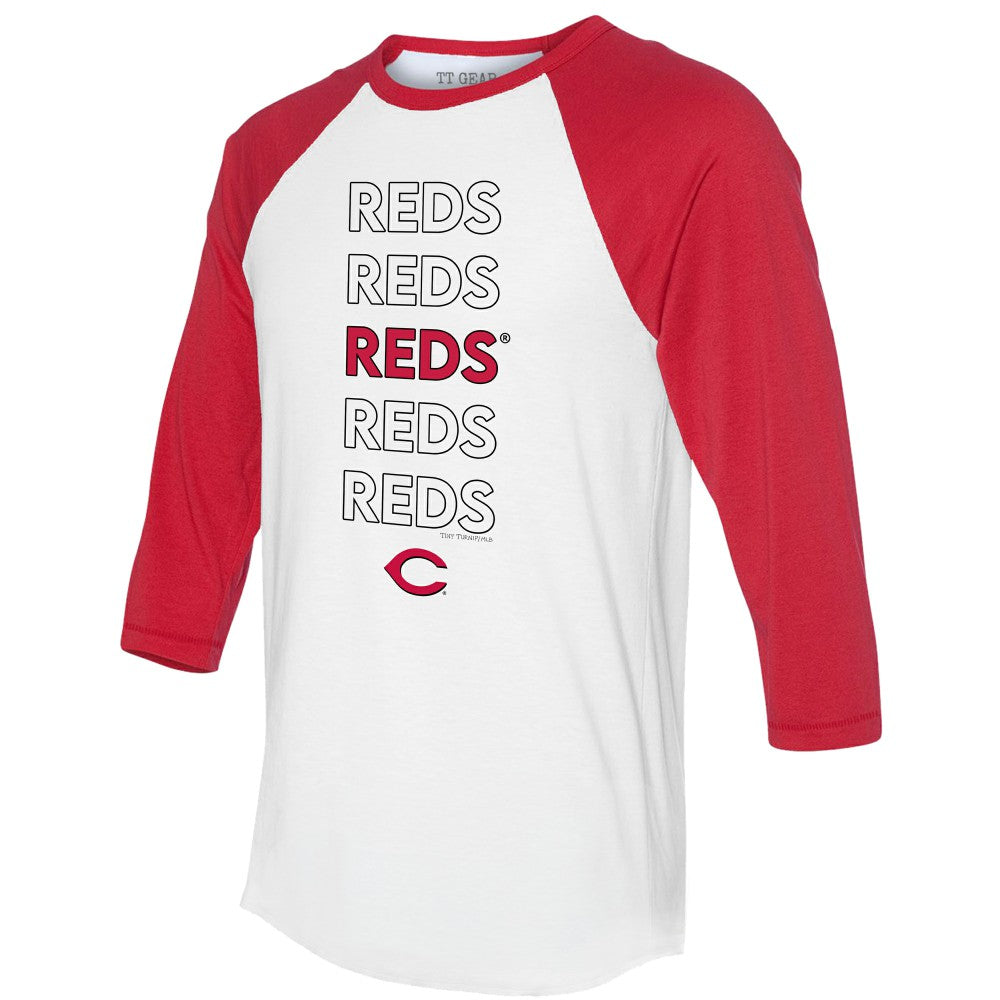 Cincinnati Reds Tiny Turnip Unisex Stacked 3/4-Sleeve Raglan T-Shirt - White/Red