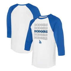Los Angeles Dodgers Tiny Turnip Unisex Stacked 3/4-Sleeve Raglan T-Shirt - White/Royal
