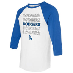 Los Angeles Dodgers Tiny Turnip Unisex Stacked 3/4-Sleeve Raglan T-Shirt - White/Royal