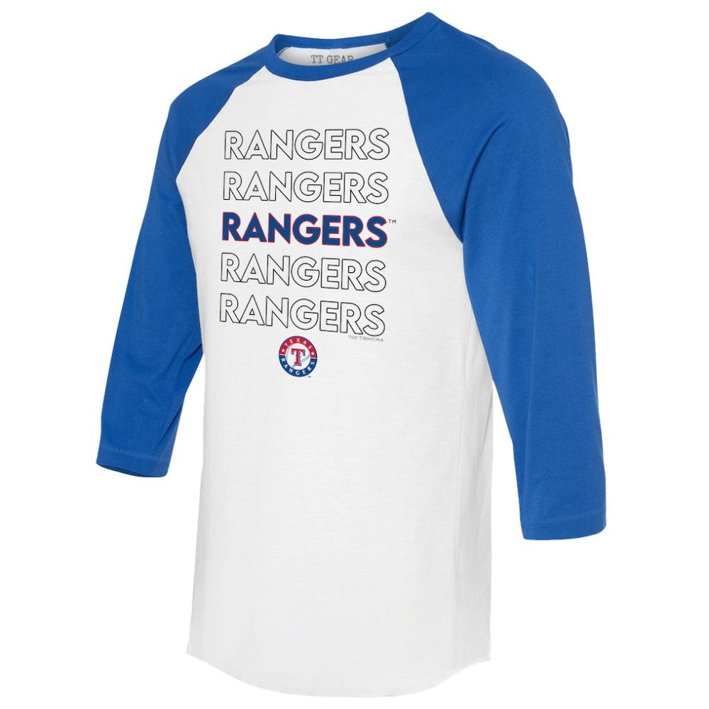 Texas Rangers Tiny Turnip Unisex Stacked 3/4-Sleeve Raglan T-Shirt - White/Royal