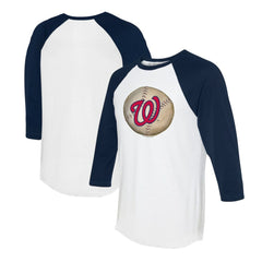Washington Nationals Tiny Turnip Unisex Stitched Baseball 3/4-Sleeve Raglan T-Shirt - White/Navy