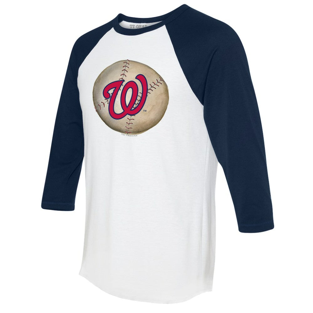 Washington Nationals Tiny Turnip Unisex Stitched Baseball 3/4-Sleeve Raglan T-Shirt - White/Navy