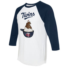 Minnesota Twins Tiny Turnip Unisex Sundae Helmet 3/4-Sleeve Raglan T-Shirt - White/Navy