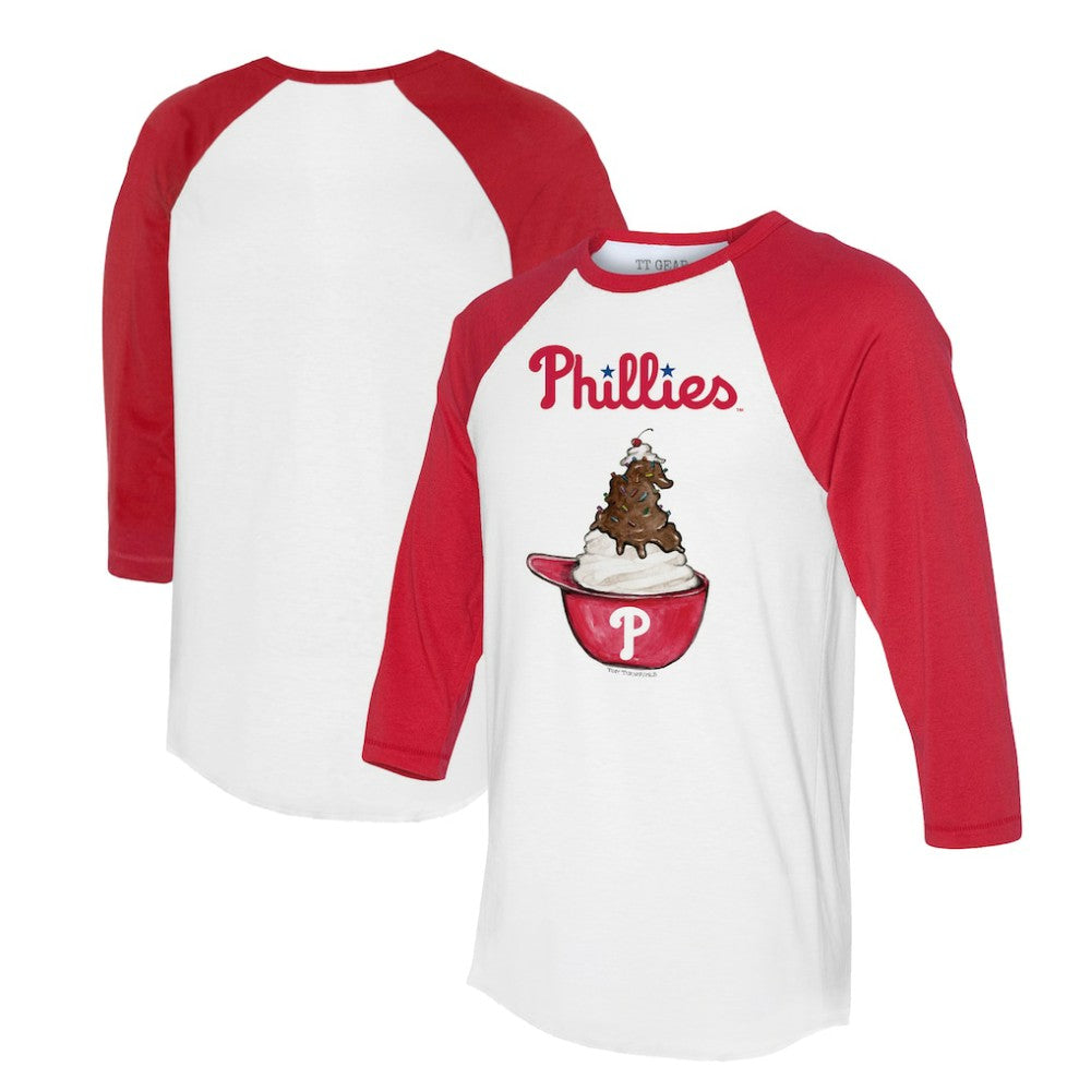 Philadelphia Phillies Tiny Turnip Unisex Sundae Helmet 3/4-Sleeve Raglan T-Shirt - White/Red