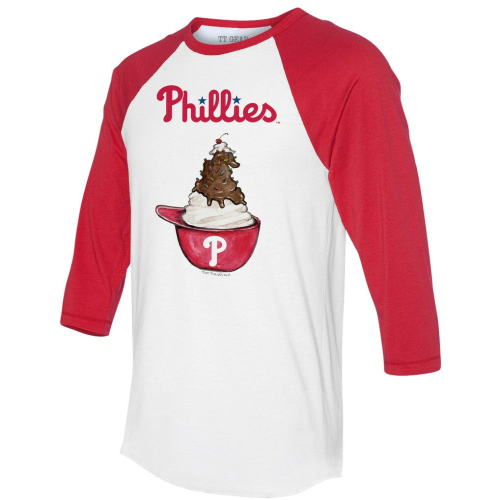 Philadelphia Phillies Tiny Turnip Unisex Sundae Helmet 3/4-Sleeve Raglan T-Shirt - White/Red