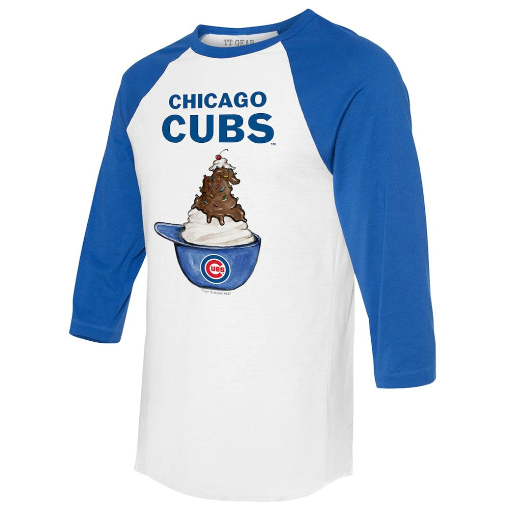 Chicago Cubs Tiny Turnip Unisex Sundae Helmet 3/4-Sleeve Raglan T-Shirt - White/Royal