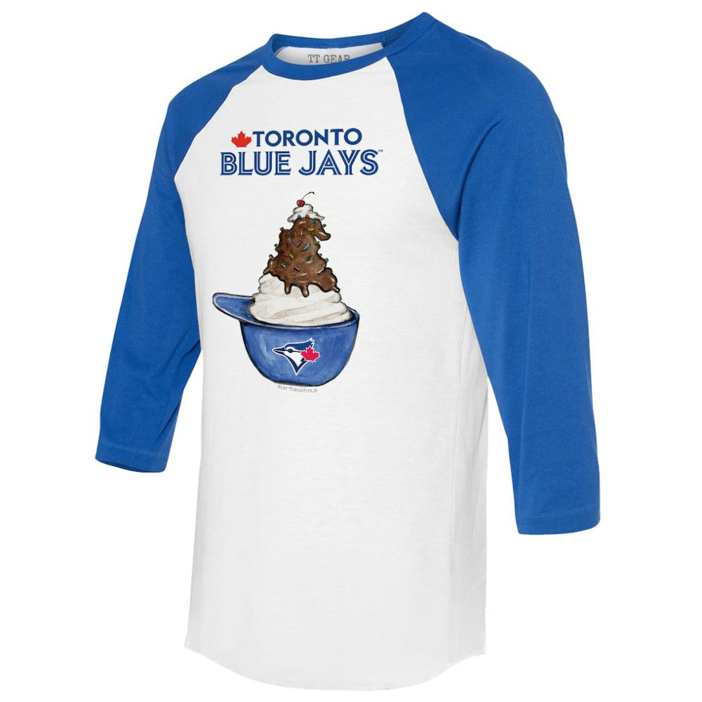 Toronto Blue Jays Tiny Turnip Unisex Sundae Helmet 3/4-Sleeve Raglan T-Shirt - White/Royal