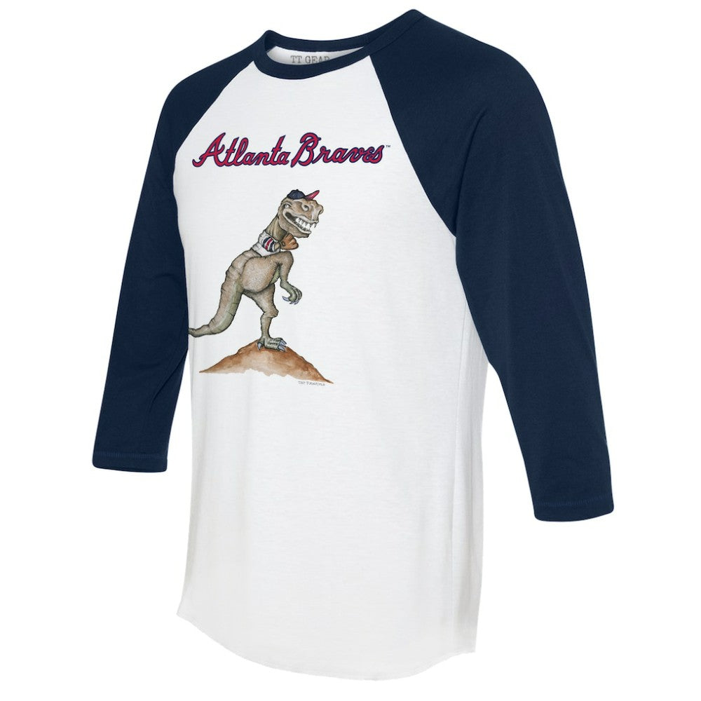 Atlanta Braves Tiny Turnip Unisex TT Rex 3/4-Sleeve Raglan T-Shirt - White/Navy