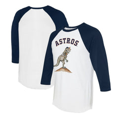 Houston Astros Tiny Turnip Unisex TT Rex 3/4-Sleeve Raglan T-Shirt - White/Navy