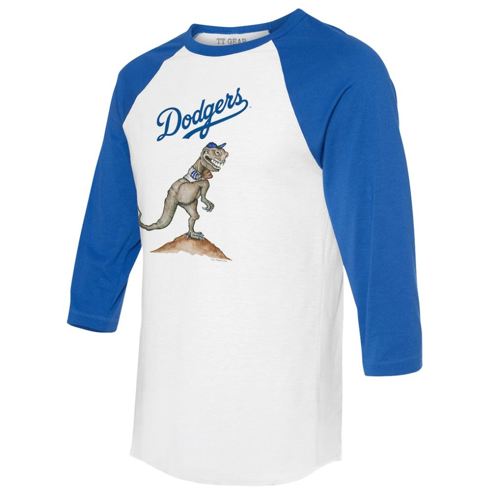 Los Angeles Dodgers Tiny Turnip Unisex TT Rex 3/4-Sleeve Raglan T-Shirt - White/Royal